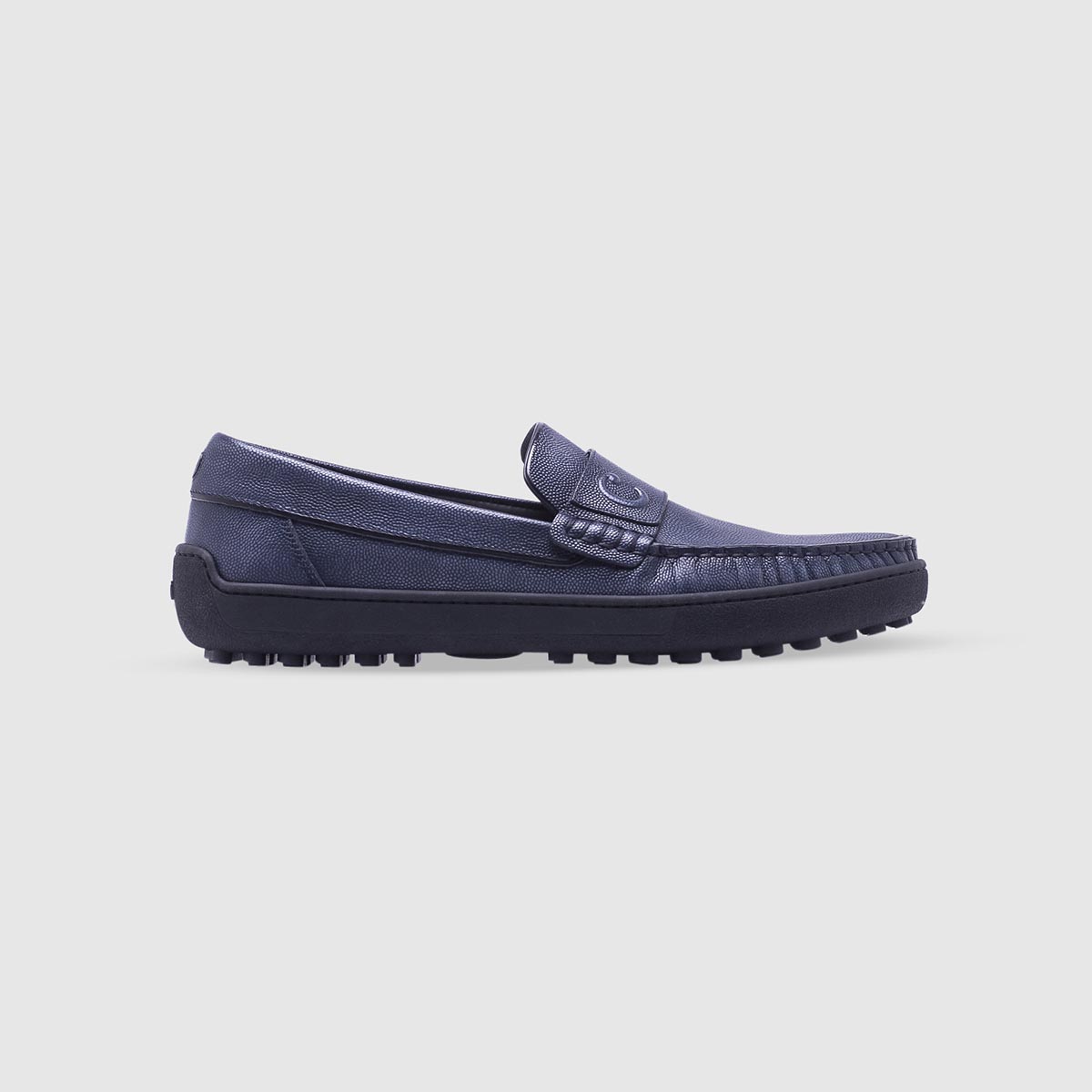 Blue loafer in tumbled calf leather Calò on sale 2022