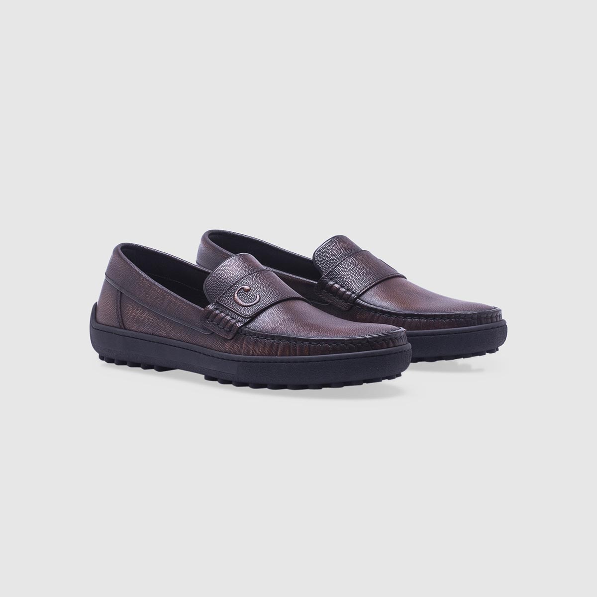 Dark brown loafer in tumbled calf leather Calò on sale 2022 2