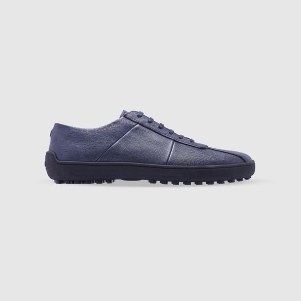 Blue sneaker in tumbled calf leather