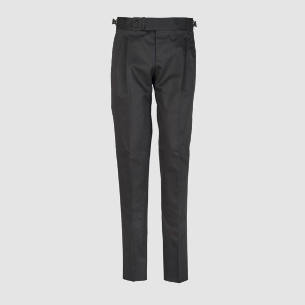 Two Pleats Stretch Cotton Gurkha Trousers – Dark Grey