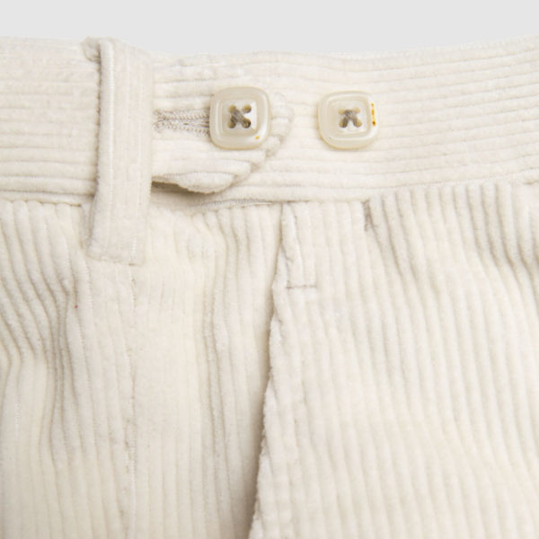 White Corduroy One Pleat Trousers