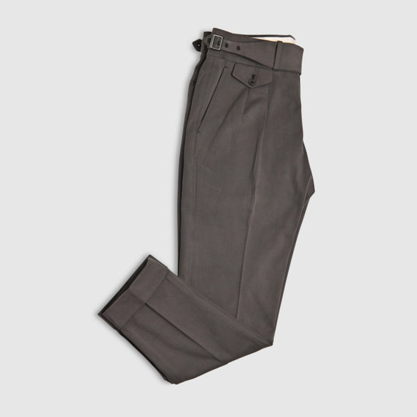 Gray  Velvet Two Pleats Trousers
