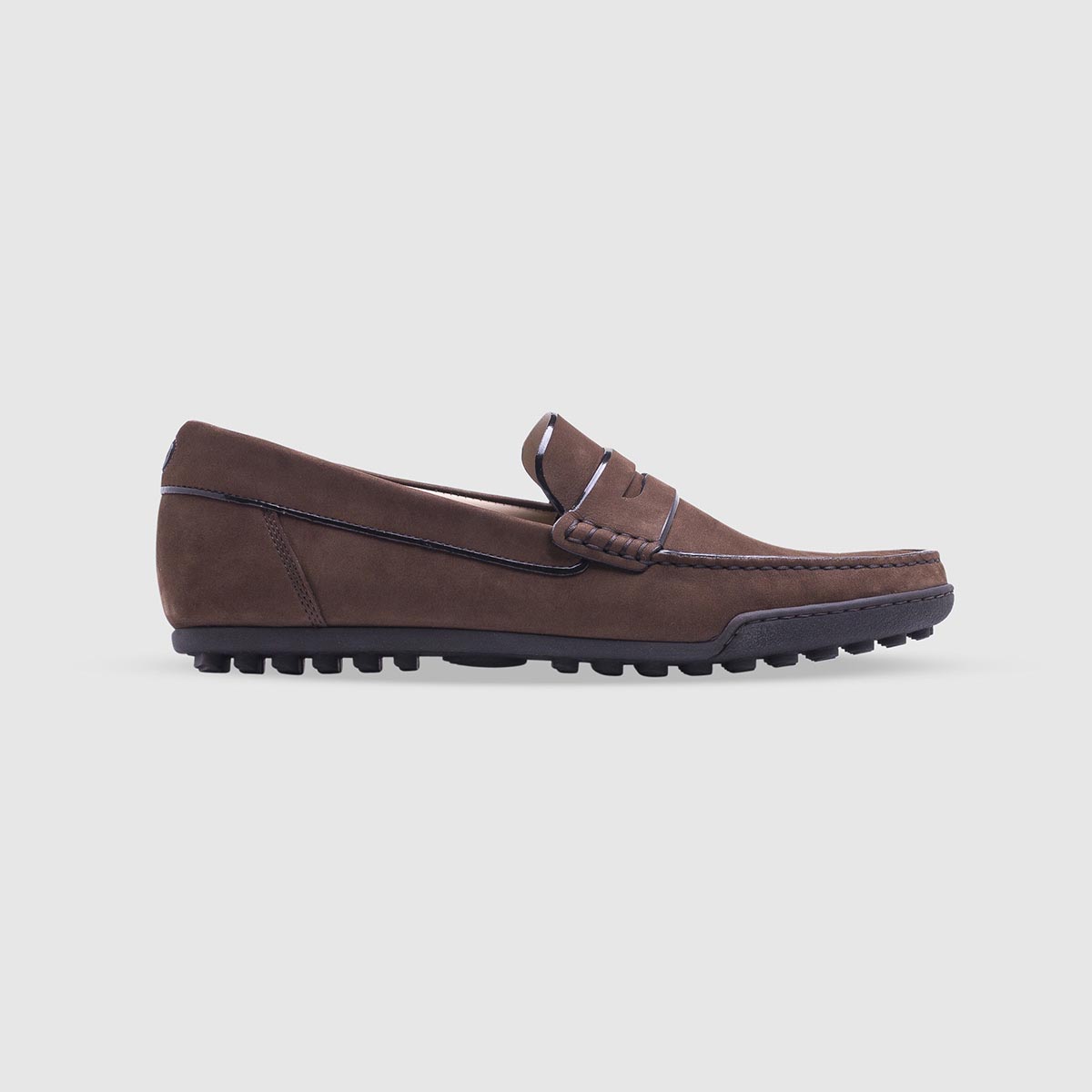 Dark brown loafer in nubuck with penny bar Calò on sale 2022