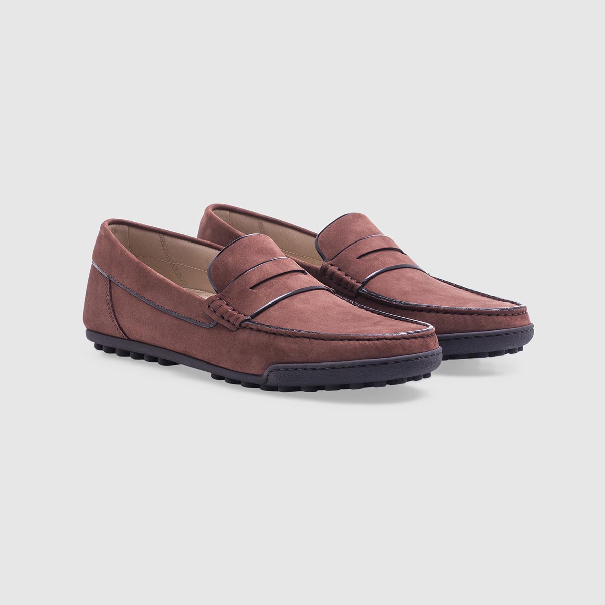 Brown loafer in nubuck with penny bar Calò on sale 2022 2
