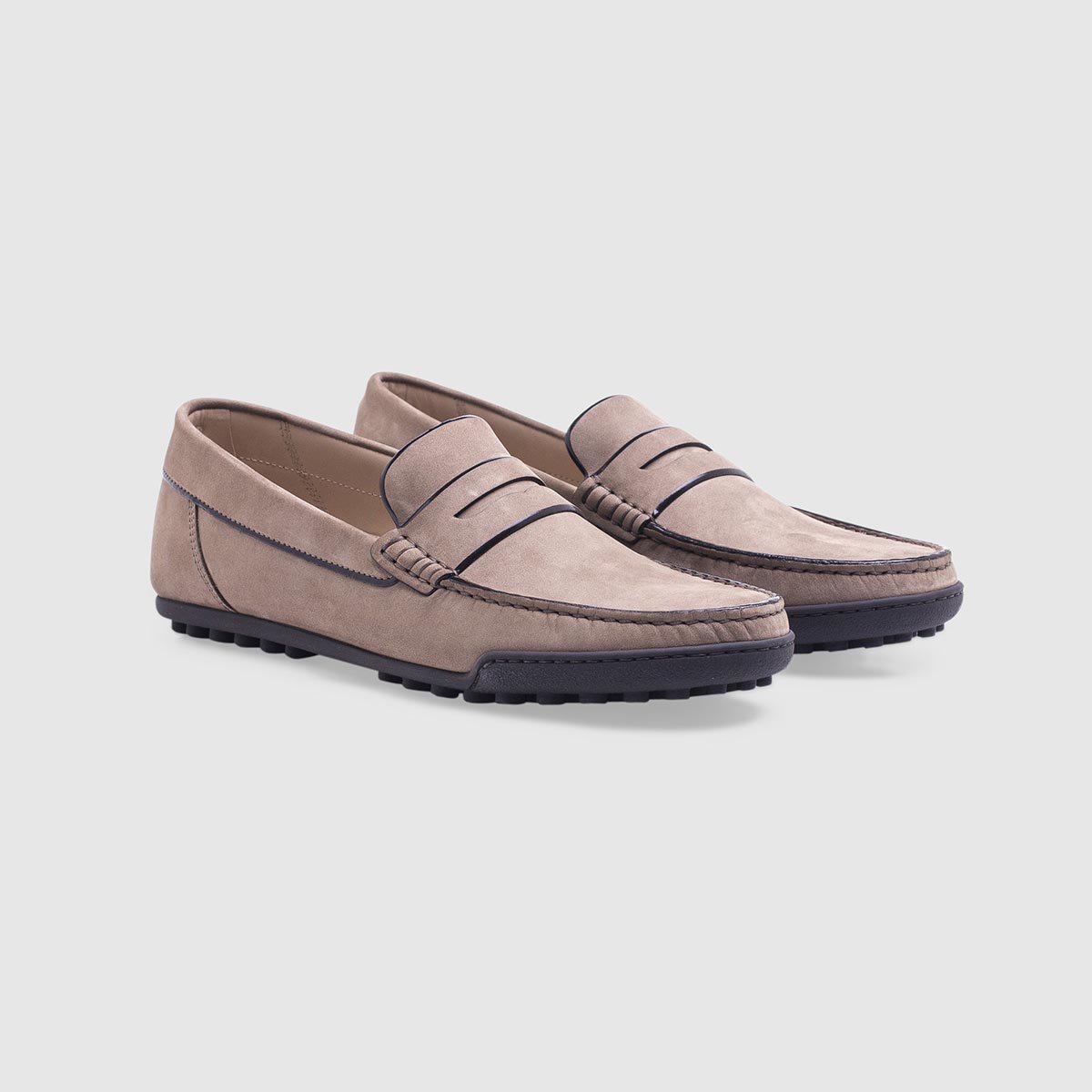 Dove grey loafer in nubuck with penny bar Calò on sale 2022 2