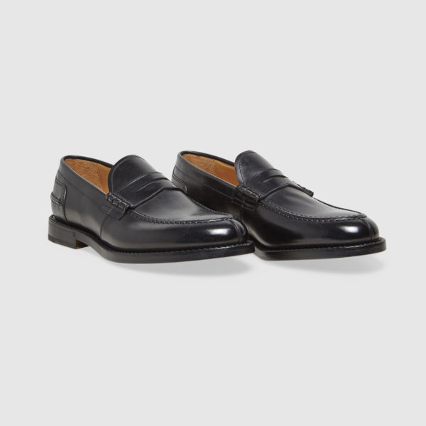 College Loafers in Black Brushed Calfskin Leather
