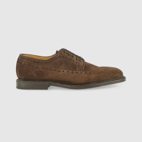 Lace-up Shoes in Brogue Brown Suede