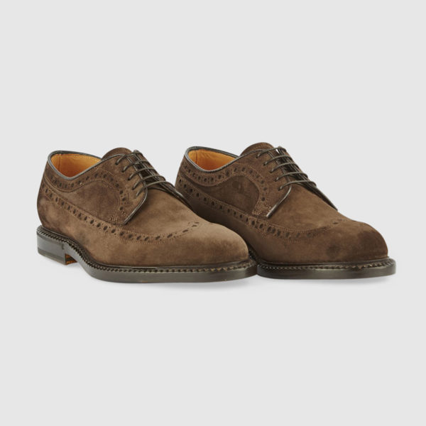 Lace-up Shoes in Brogue Brown Suede