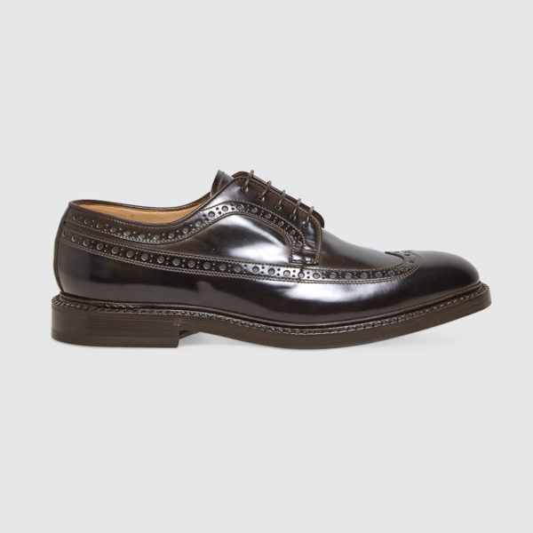 Lace-up Shoes in Brogue Brown Calfskin Leather