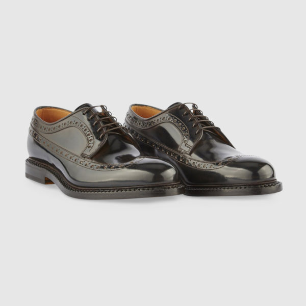 Lace-up Shoes in Brogue Brown Calfskin Leather