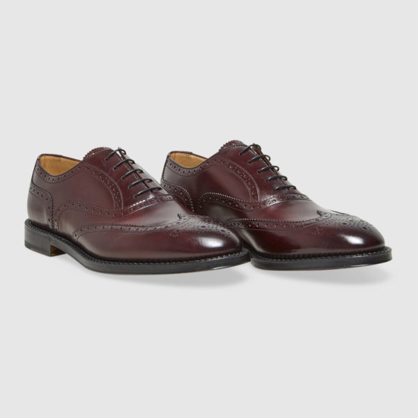 Lace-up Shoes in Bordeaux Brogue Calfskin