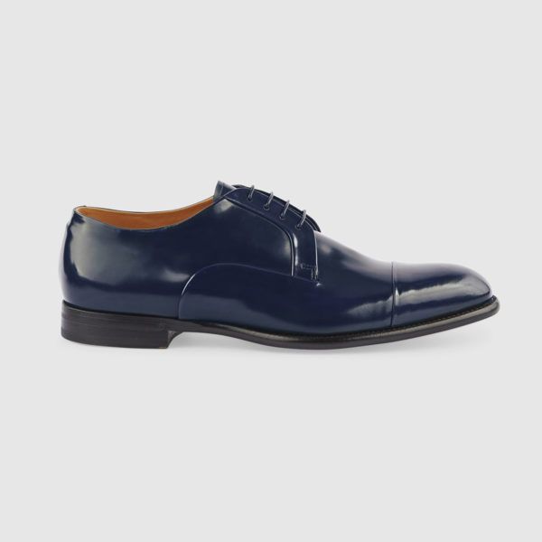 Lace Up Shoe in Dark Blue Leather