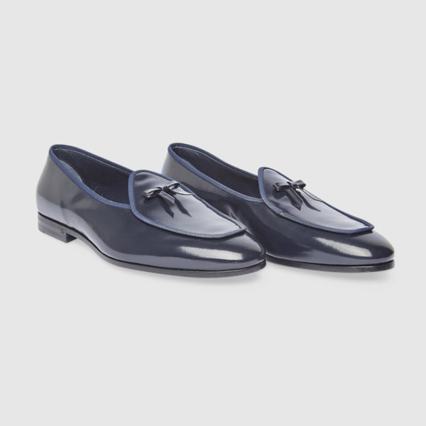 Loafers in Blue Polished Calf Leather