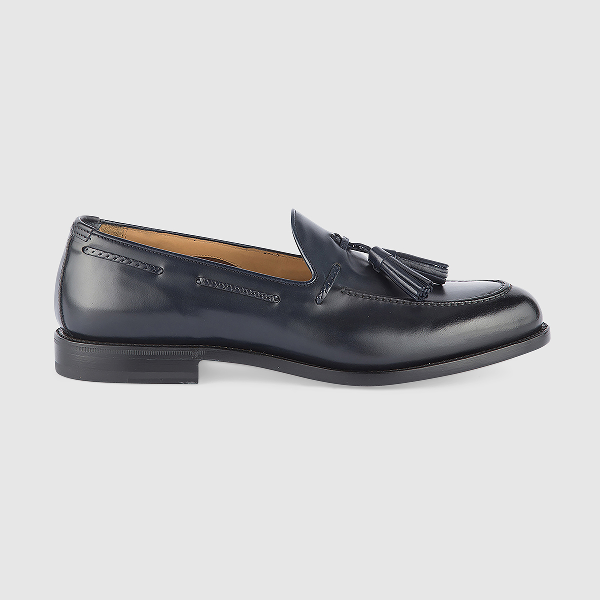 Loafers with Tassels in Blue Calfskin