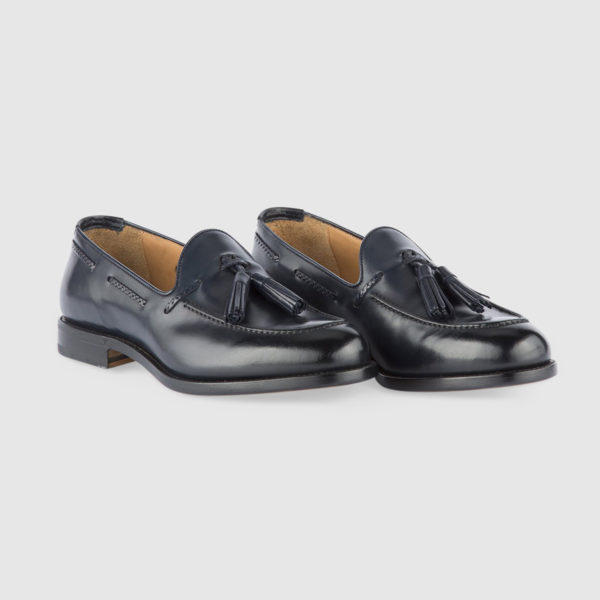 Loafers with Tassels in Blue Calfskin