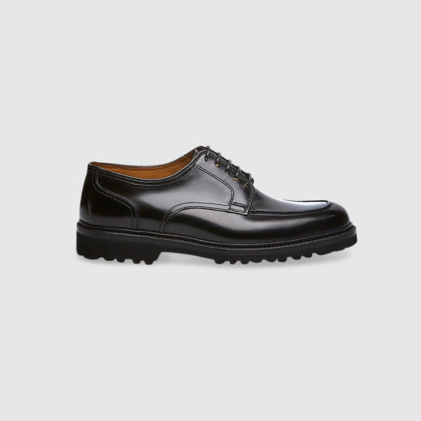 Five Hole Lace-up Shoes in Black Calfskin