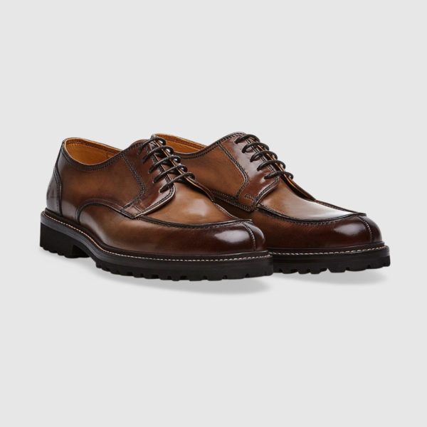 Five Hole Lace-up Shoes in Dark Brown Calfskin