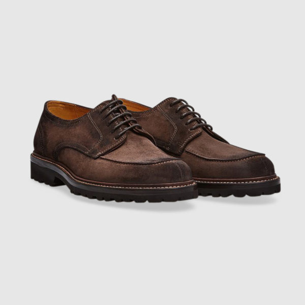 Five Hole Lace-up Shoes in Dark Brown Suede