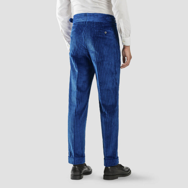 Electric Blue French Corduroy Two Pleats Trousers