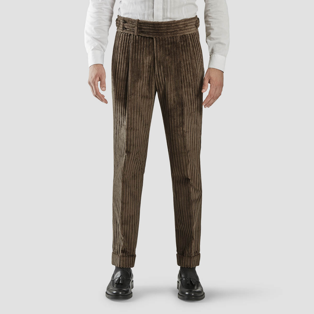 Brown French Corduroy Two Pleats Trousers
