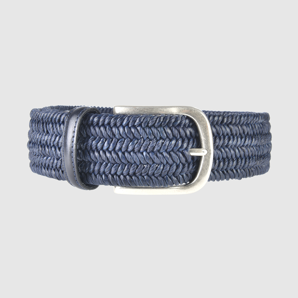 Blue Basketweave Leather Belt