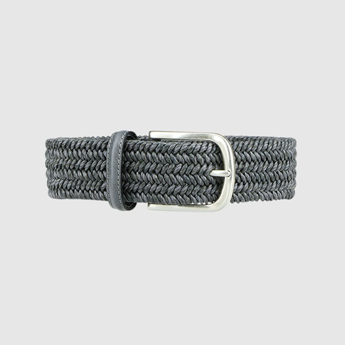 Grey Basketweave Leather Belt