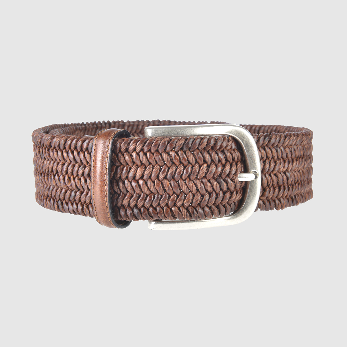 Brown Basketweave Leather Belt – S-M