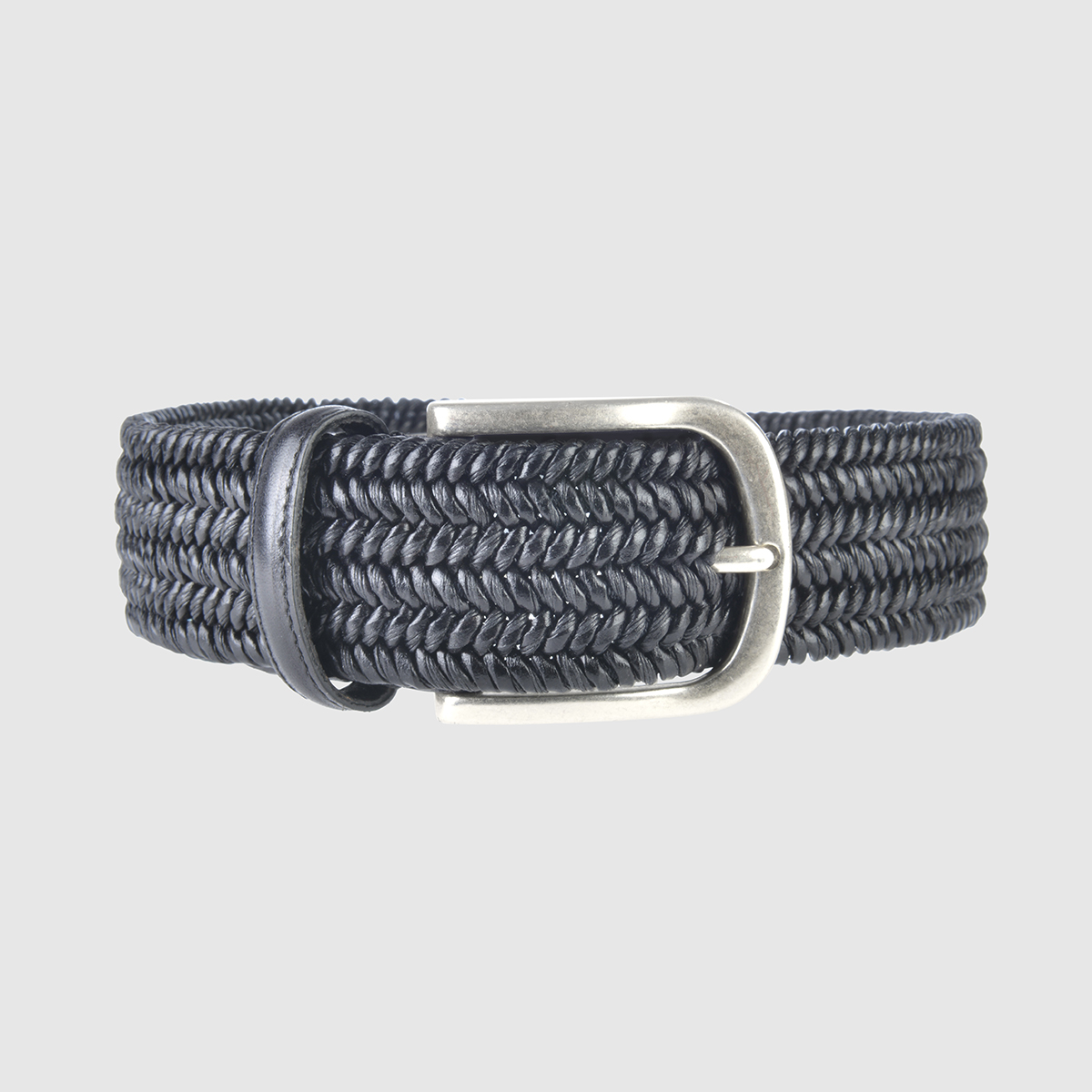 Black Basketweave Leather Belt