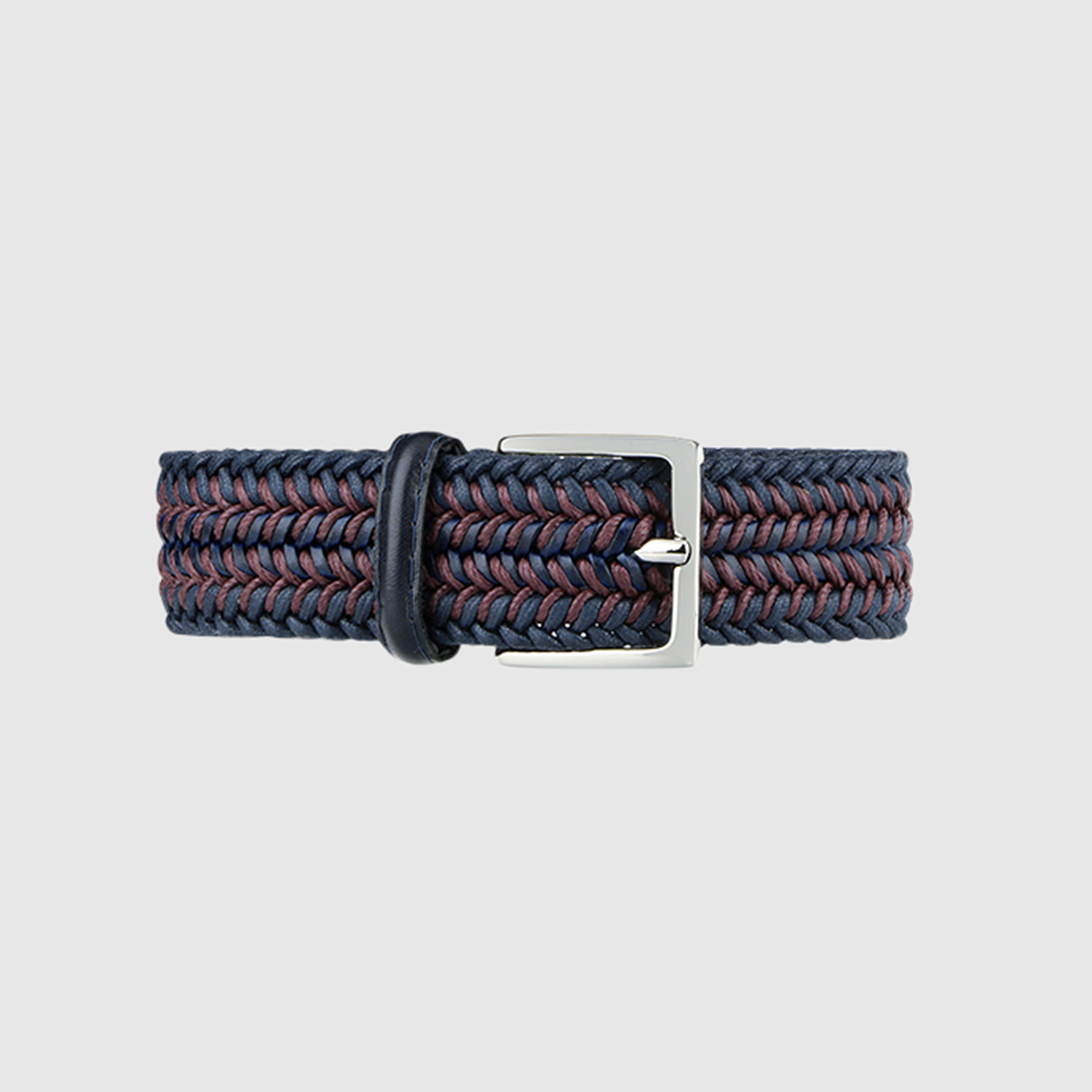 Navy/Burgundy Topwater Woven Wool Belt