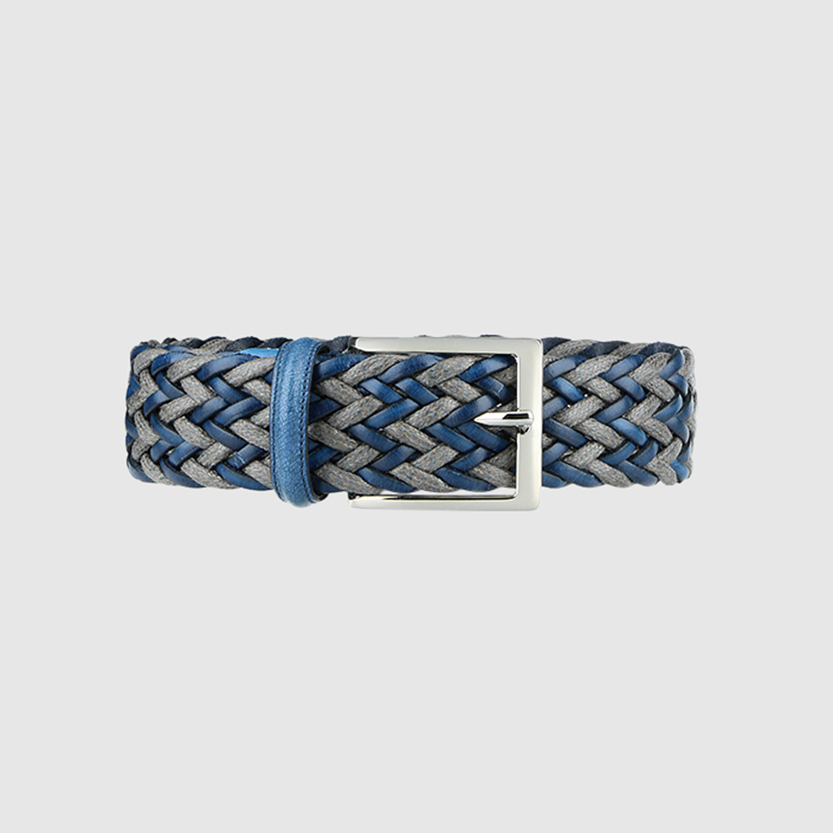 Light Blue/ Grey Fete Woven Leather Belt