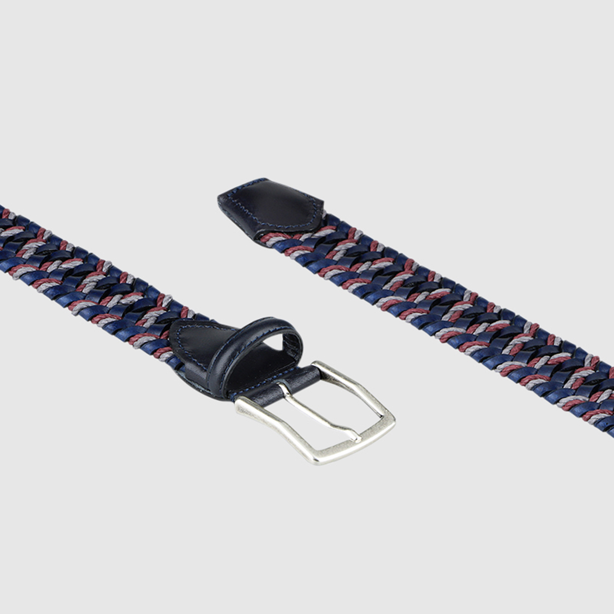 Blue/grey/Burgundy Enterprise Woven Leather Belt Athison on sale 2022