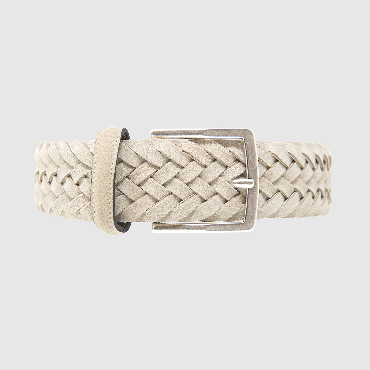 White Creel Woven Suede Belt