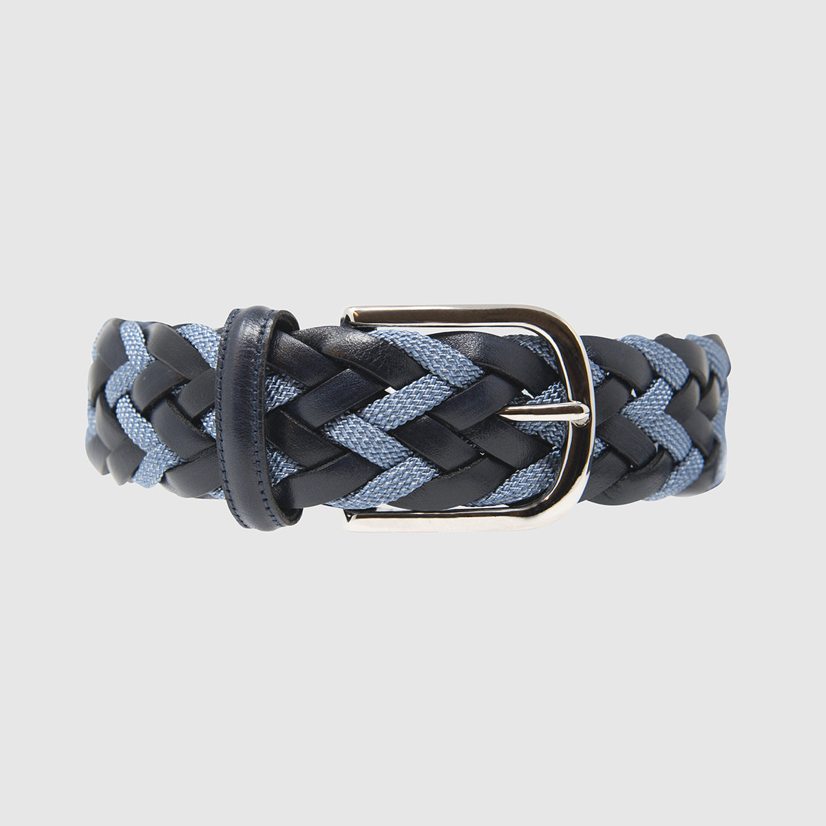 Navy/Jeans Divergence Braided Leather Belt