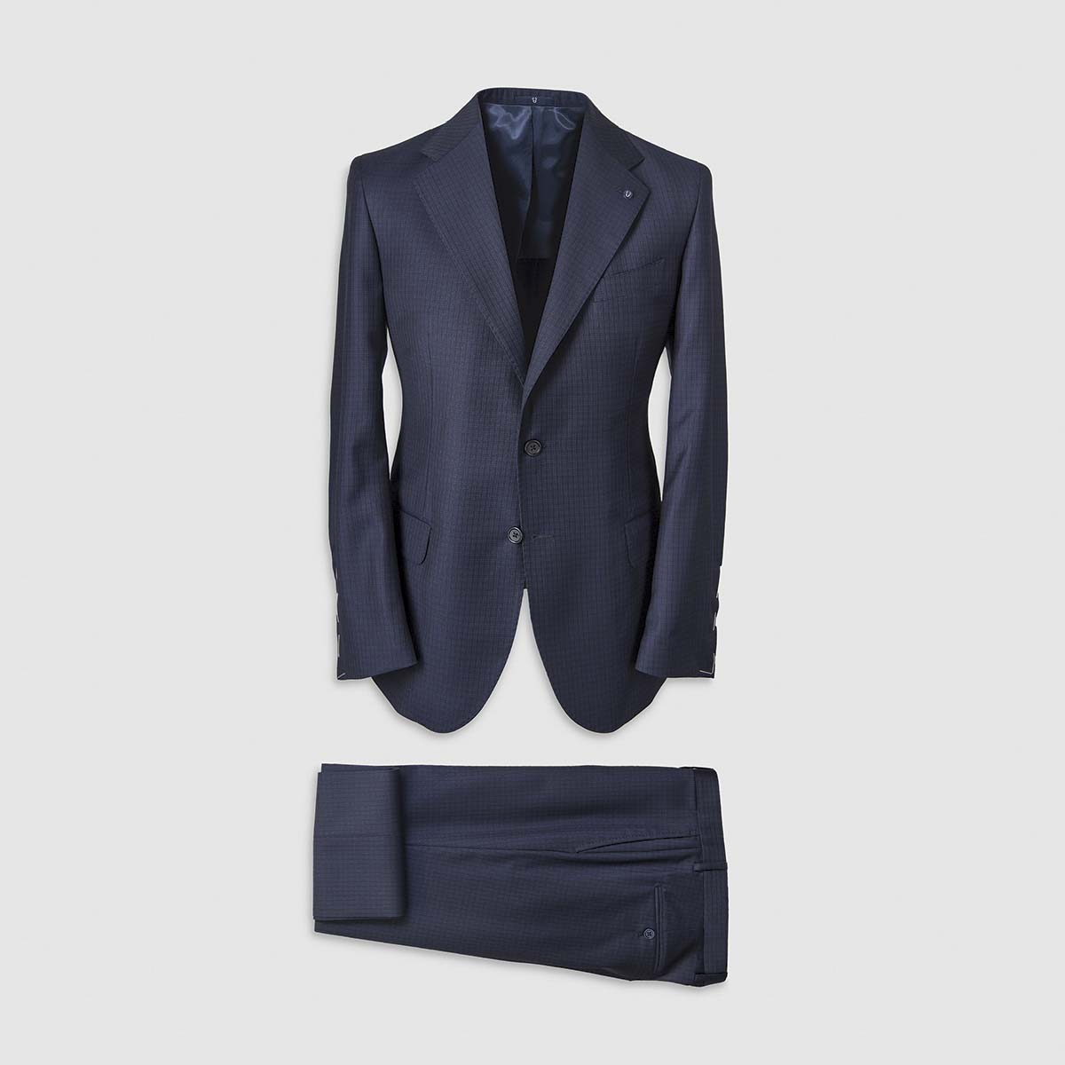 Blue Gingham Pattern Smart Suit in 130s Four Season Wool Melillo 1970 on sale 2022
