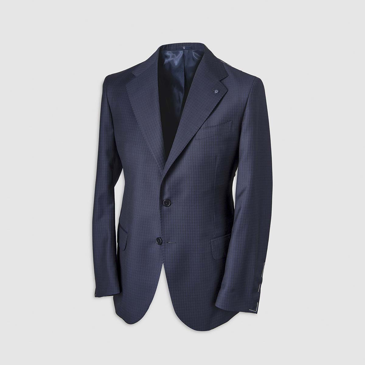 Blue Gingham Pattern Smart Suit in 130s Four Season Wool Melillo 1970 on sale 2022 2