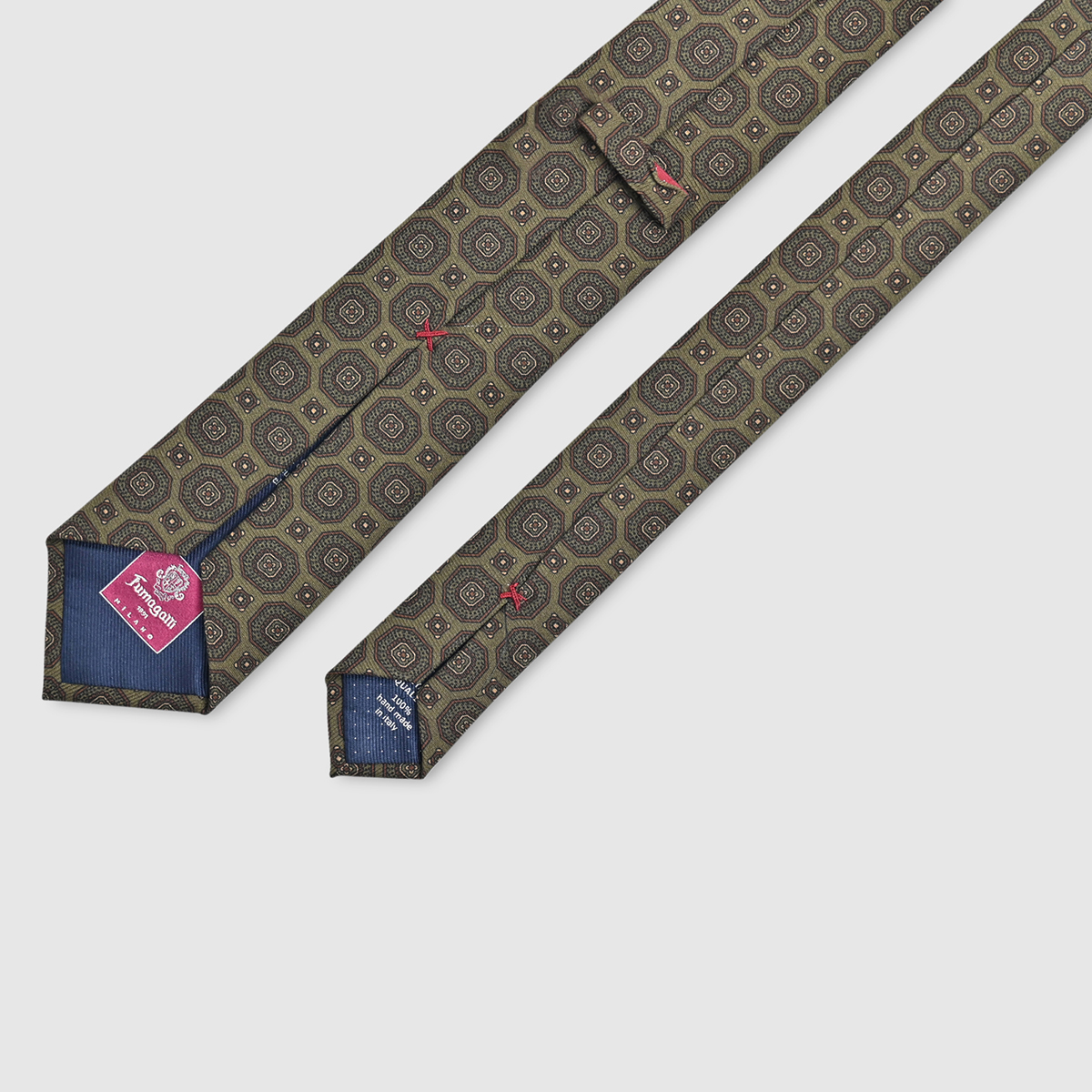 100% Printed Silk Tie with medallions Fumagalli 1891 on sale 2022 2