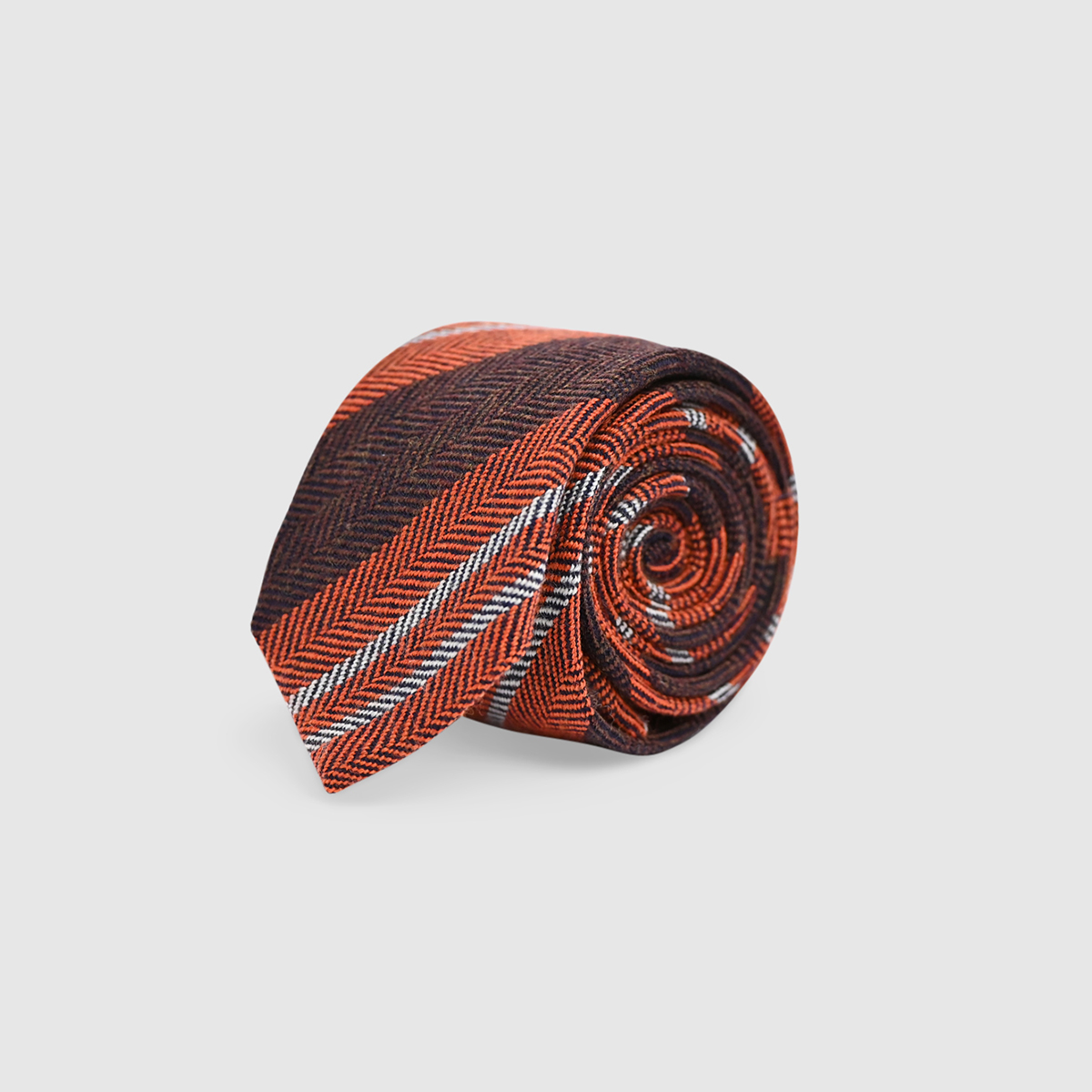 Orange Brown Regimental Tie in Virgin Wool