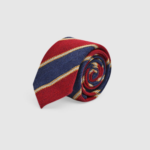 Red Blue Regimental Tie in Virgin Wool