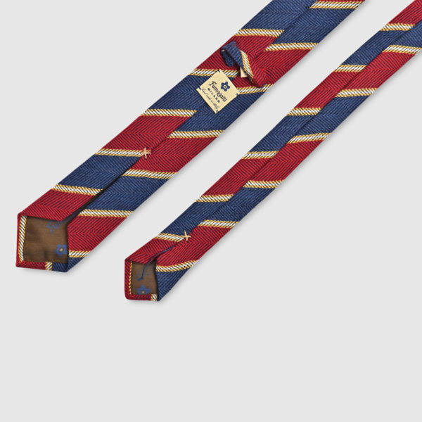 Red Blue Regimental Tie in Virgin Wool