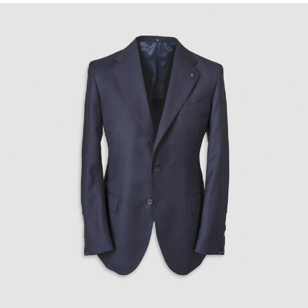 Blue Gingham Pattern Blazer in 130s Four Seasons Wool