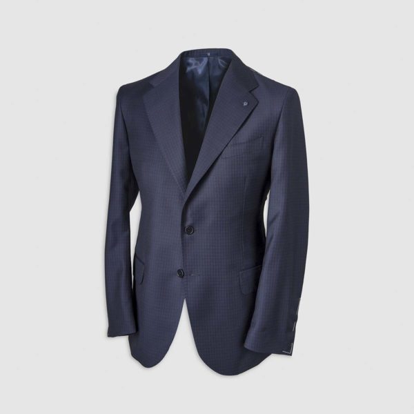Blue Gingham Pattern Blazer in 130s Four Seasons Wool