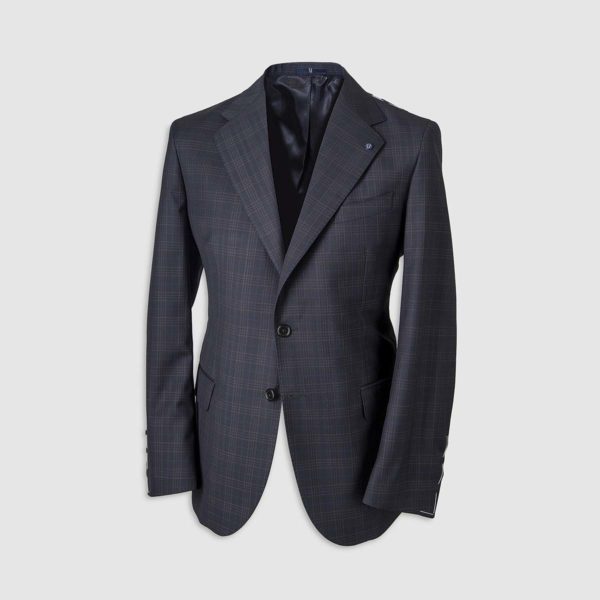 Grey Plaid Check Pattern Blazer in 130s Four Seasons Wool