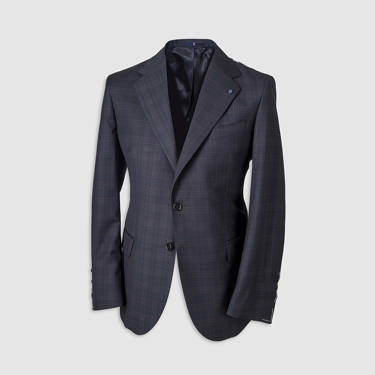 Grey Plaid Check Pattern Blazer in 130s Four Seasons Wool Melillo 1970 on sale 2022 2
