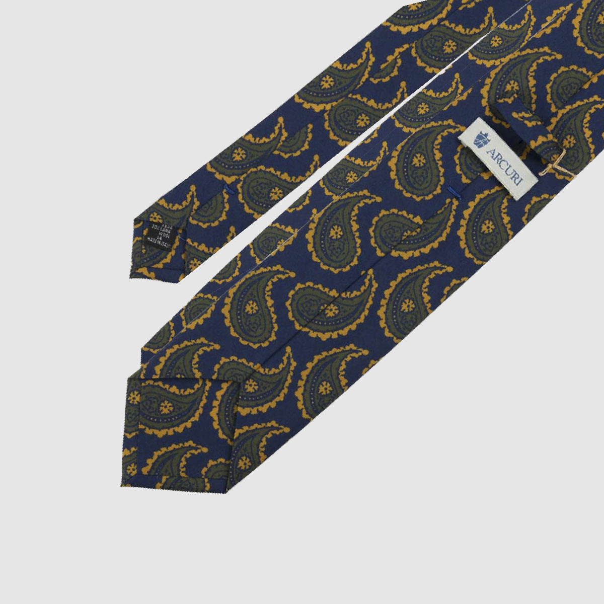 Blue 3-Fold Silk Tie with Kashmir motif Arcuri on sale 2022 2