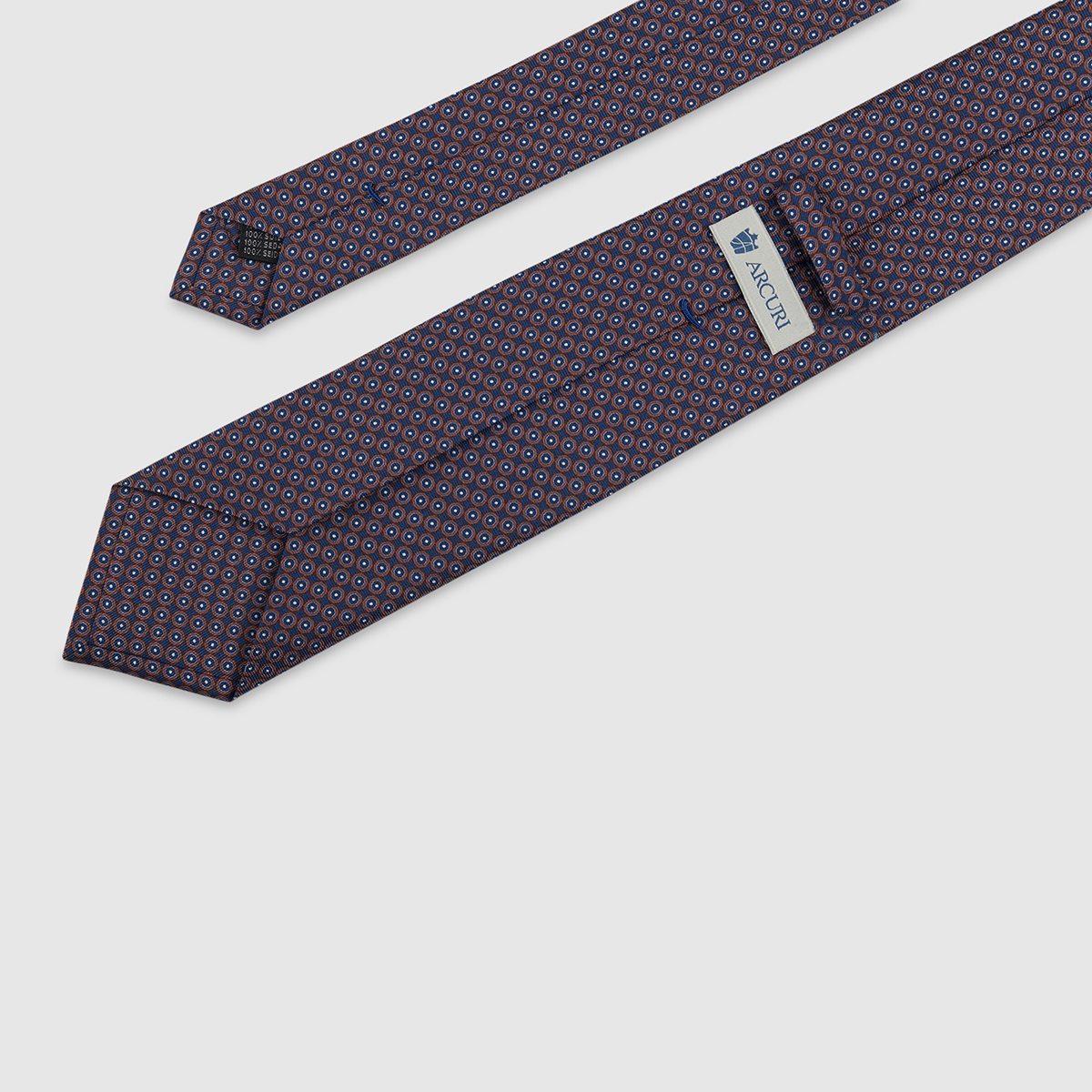 Blue navy 3-Fold Silk Tie with Patterns Arcuri on sale 2022 2