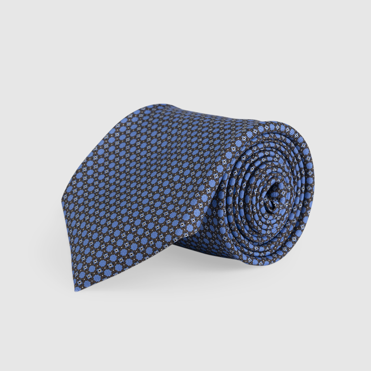 Cravatta 3 Pieghe 100% Seta Marrone/celeste