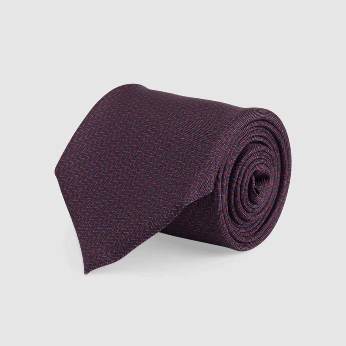 Blue/Red 3-Fold Silk Tie with Patterns