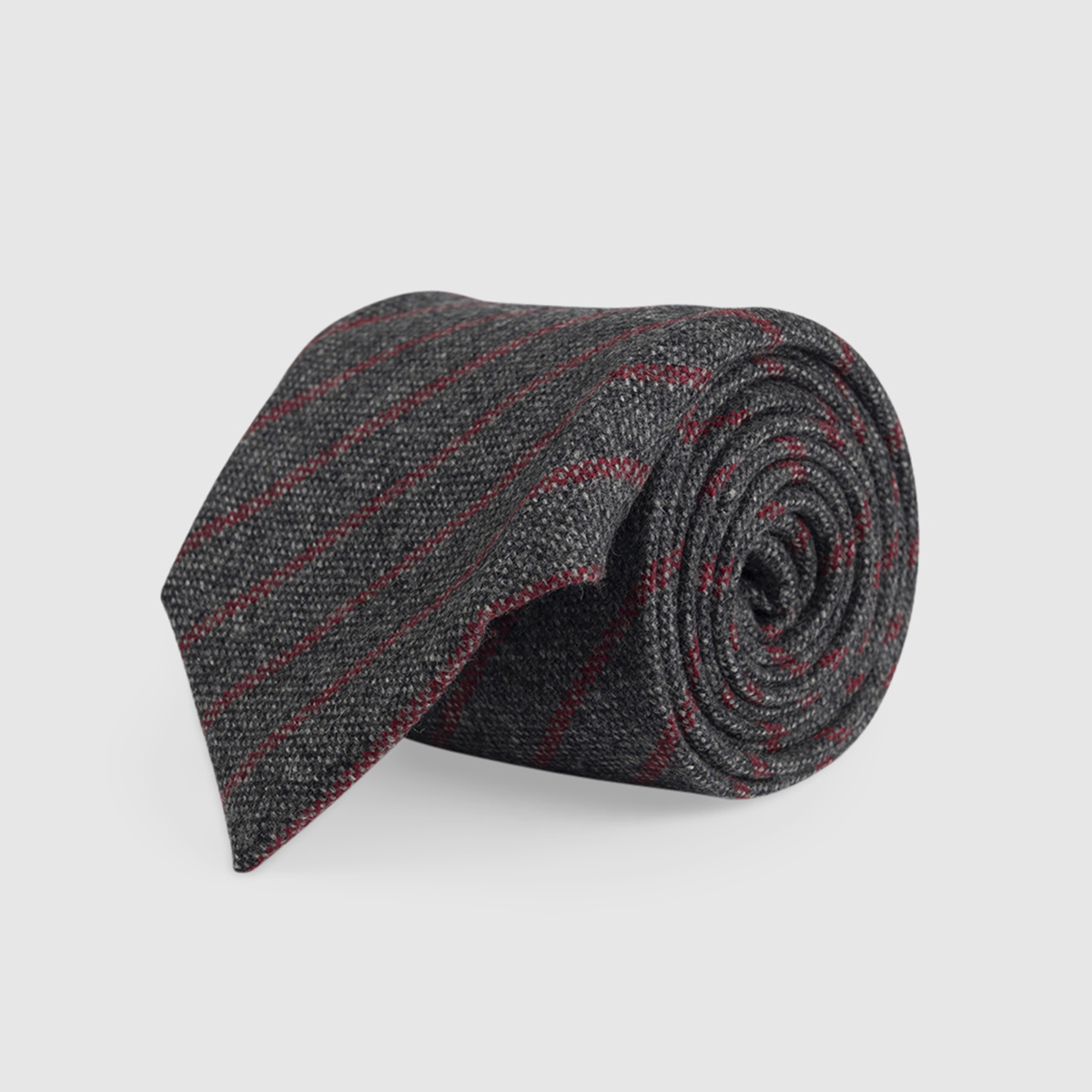 Grey/Red 3-Fold Cashmere Tie