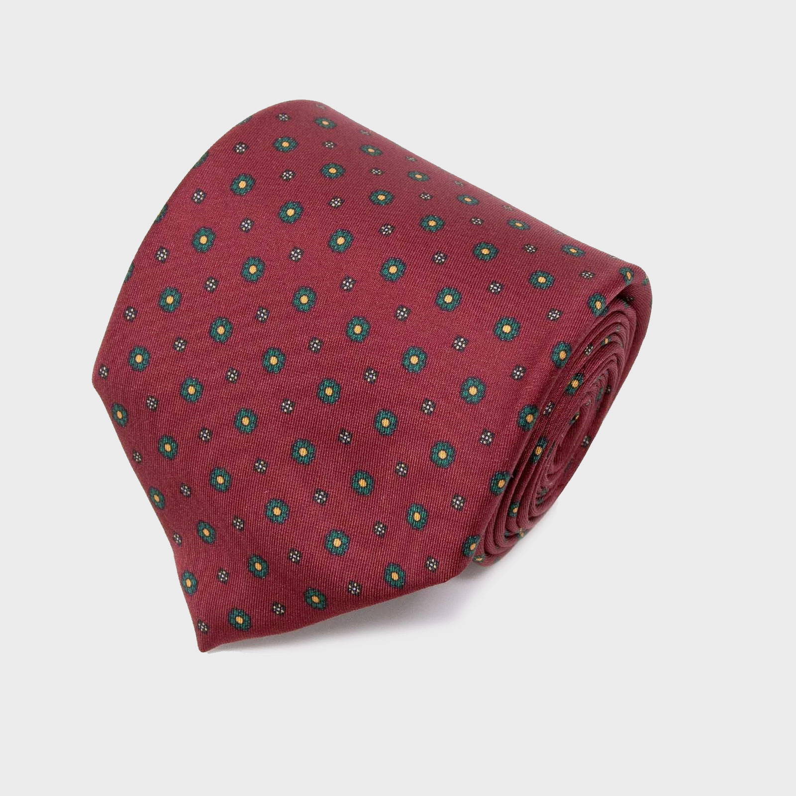 Burgundy with small flowers Pattern Silk Tie