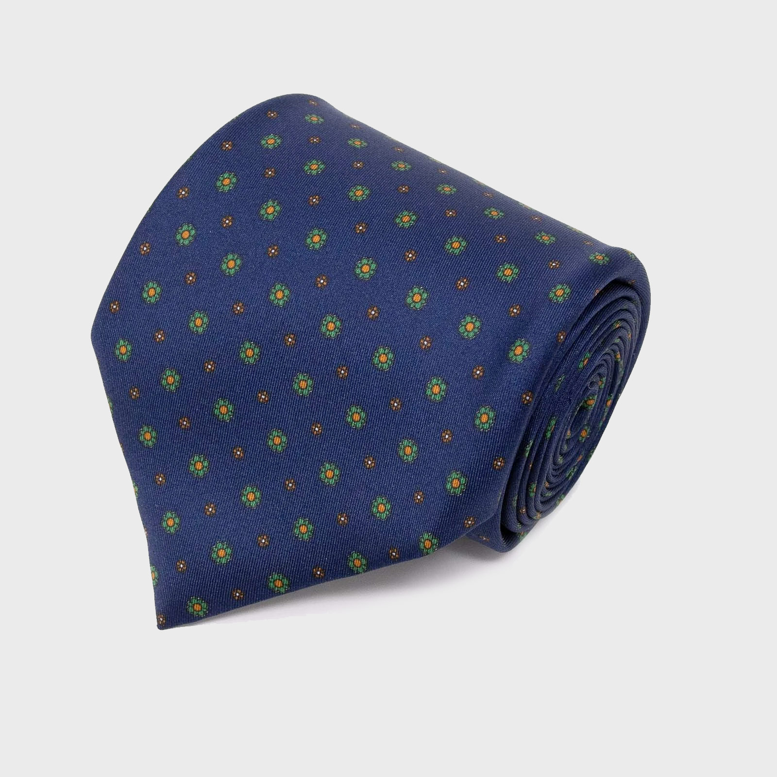 Navy Blue with small flowers Pattern Silk Tie